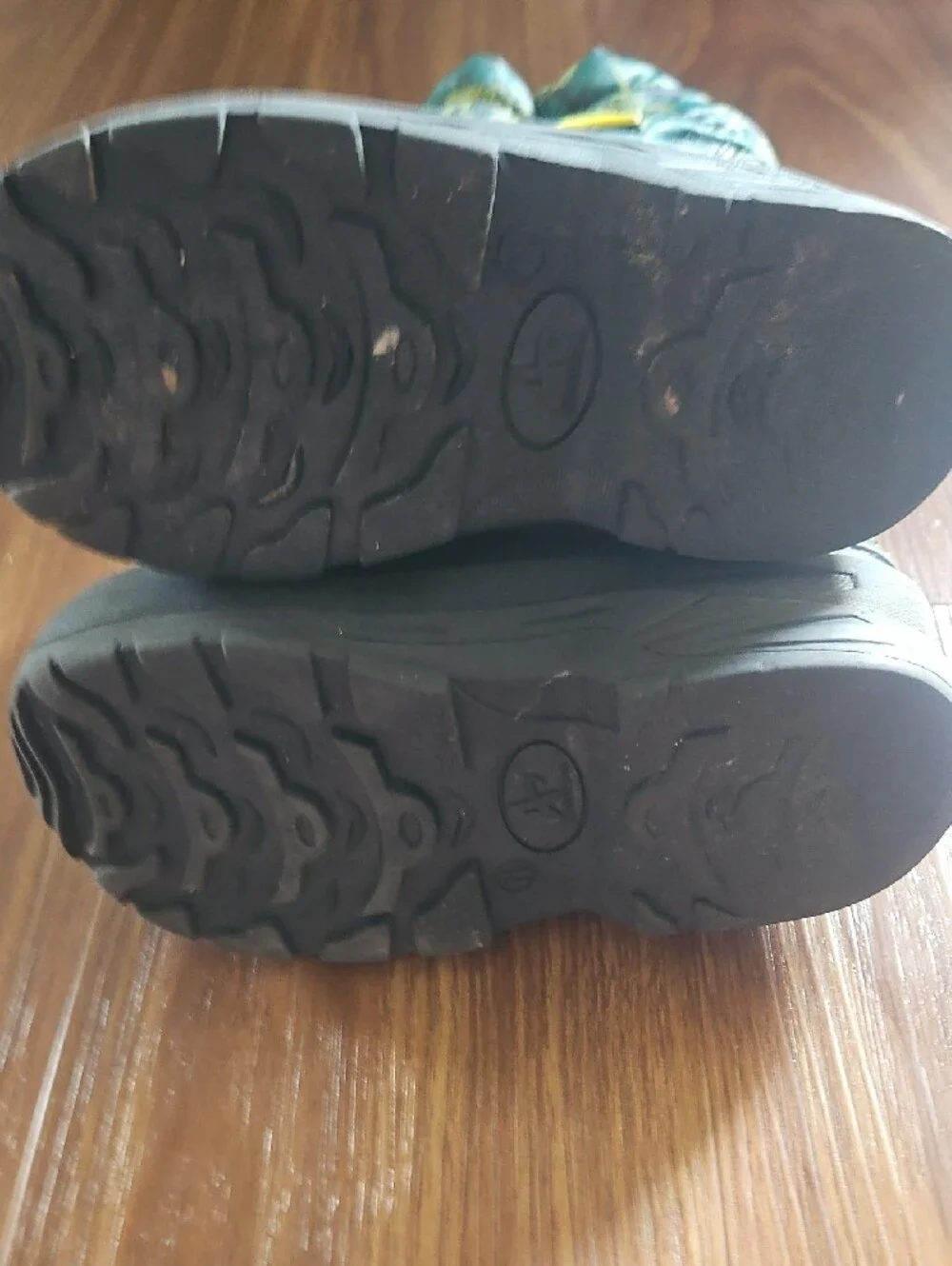 Kids Green & Black Winter Boots with Dinosaur Print